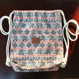 Thailand elephant pink tribal cream drawstring